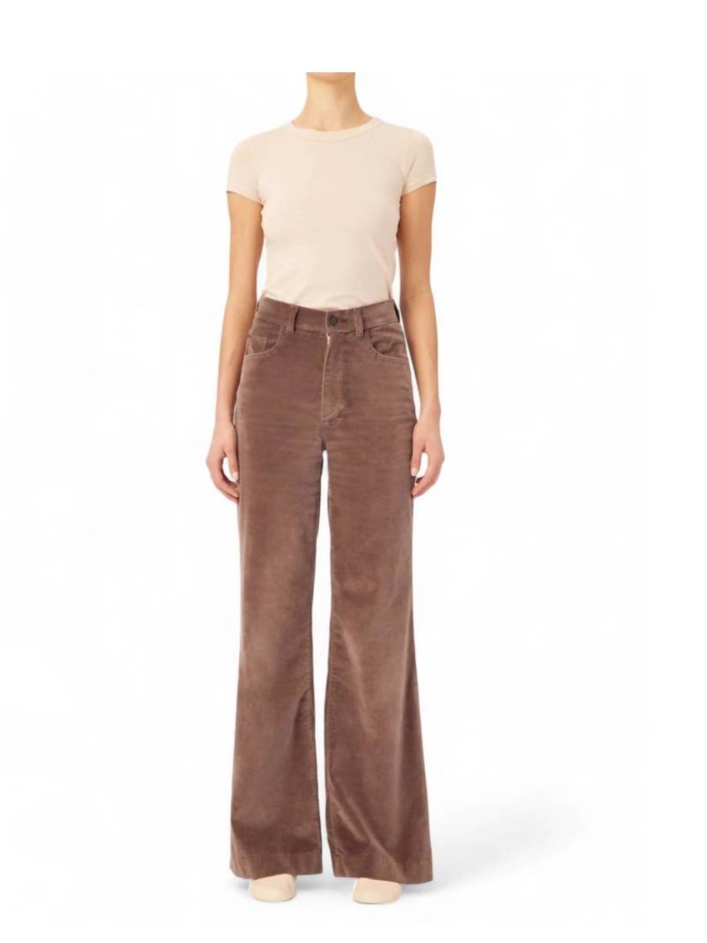 DL1961 Hepburn velvet wide leg jean in pearl grey size 26 chic retro minimalist